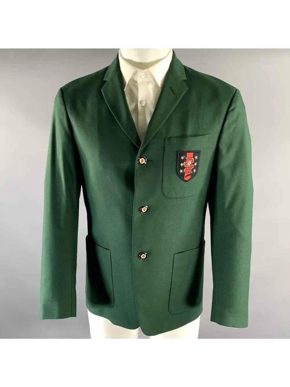 GUCCI Size 38 Green Wool Cashmere Notch Lapel Sport Coat